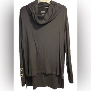 SOHO STREET NY&CO Black Cowl Neck Tunic Grommet Sleeve Hi-Lo Sweater XS